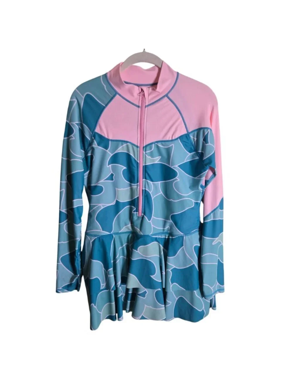 Uniquebella Rashguard Modest One Piece UV UPF50+ Long Sleeve Swim Romper Size L